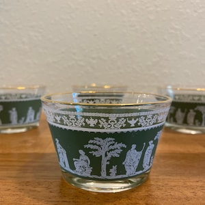 Vintage Jeanette Glass Hellenic Jasperware Dessert Dishes- Set of 4