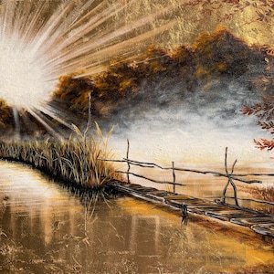 sunrise oil painting landscape oil painting oil painting wall decor home wall decor painting nature oil painting gif golden painting