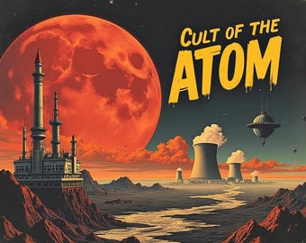 Pegatina de la luna de la era espacial CULT of the ATOM