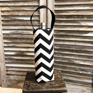 Black White Chevron Wine Carrier Wine Bag Holiday Wine Tote Hostess Gift Wine Accessory Gift Idea Bridesmaids Gift Birthday