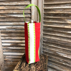 Wine Bag Red Green White Stripe Christmas Wine Bag Wine Carrier Holiday Gift Holiday Wine Tote Hostess Gift Wine Lover Gift
