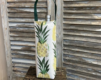Pineapple Wine Bag Yellow Green White Wine Bottle Carrier Summer Wine Tote Hostess Gift Wine Accessory Gift Idea Pool Beach Party