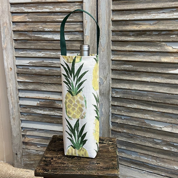 Pineapple Wine Bag Yellow Green White Wine Bottle Carrier Summer Wine Tote Hostess Gift Wine Accessory Gift Idea Pool Beach Party