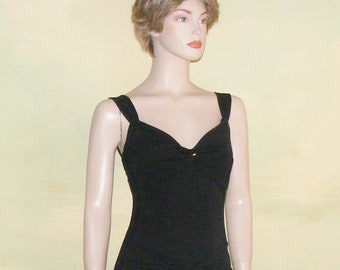 S 90s Bisou Bisou Little Black Dress Michele Bohbot Jersey Knit Lindy Fit and Flare Vintage VFG