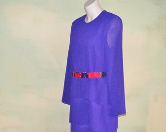 M Purple Dress Triple Tier Dress Grape Purple Crepe over Satin Lining VFG