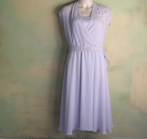 M Vintage 70s 80s Silver Mauve Mist Flirty Chiffo… - image 9