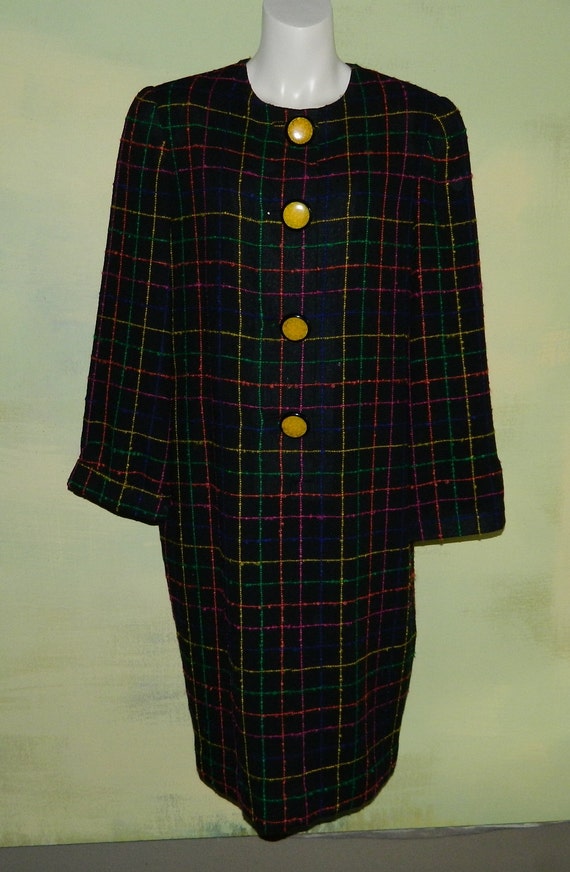 L 80s David Hayes Coat Dress Sax Fifth Avenue Slu… - image 2
