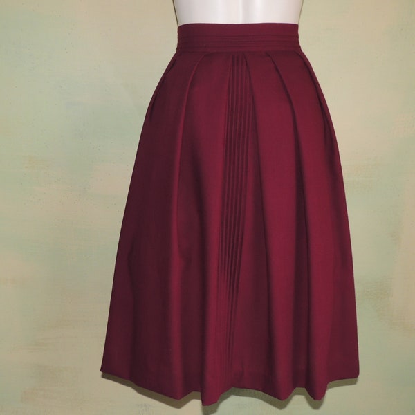 Waist 30" Geiger Skirt Austria Burgundy Wine Wool Fully Lined Marked a Size 38