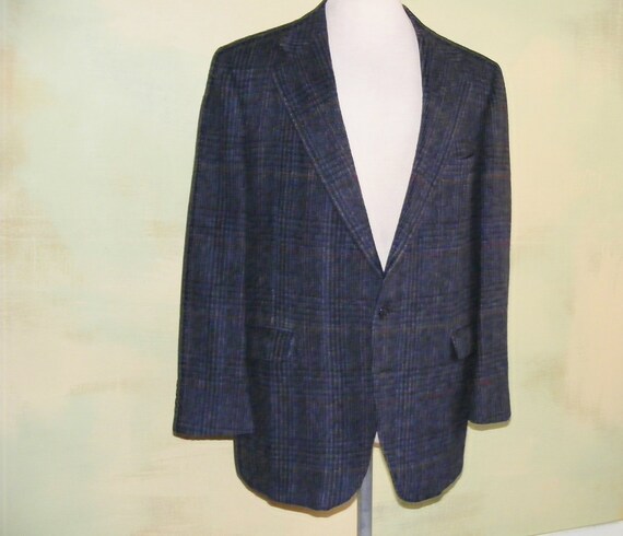 45 / 46 Vintage 70s 80s Fuzzy Tweed Sportscoat Wi… - image 2