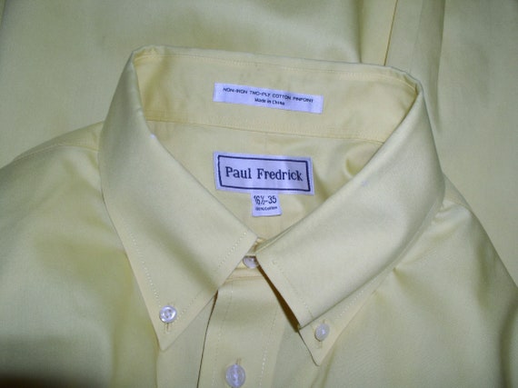 L  16-1/2  35 Men's Deep Yellow Dress Shirt Paul … - image 5