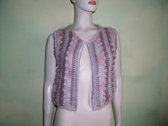 S Hand Spun Hand Woven Feathery Angora Women's Ve… - image 3