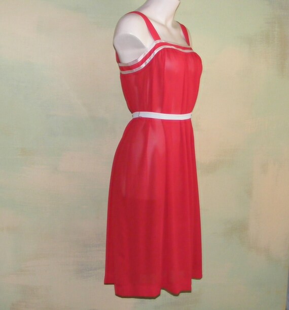 S Vintage 1980s Caron Red Sundress Soft Drape Fab… - image 1