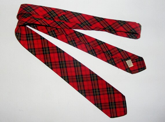 Vintage 40s 50s Unlined Scotch Plaid Red, Black a… - image 1