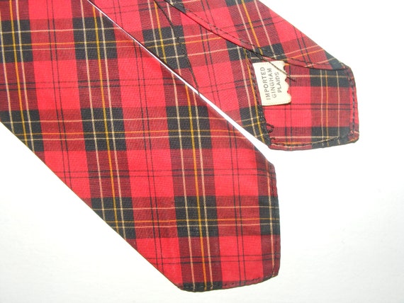 Vintage 40s 50s Unlined Scotch Plaid Red, Black a… - image 2