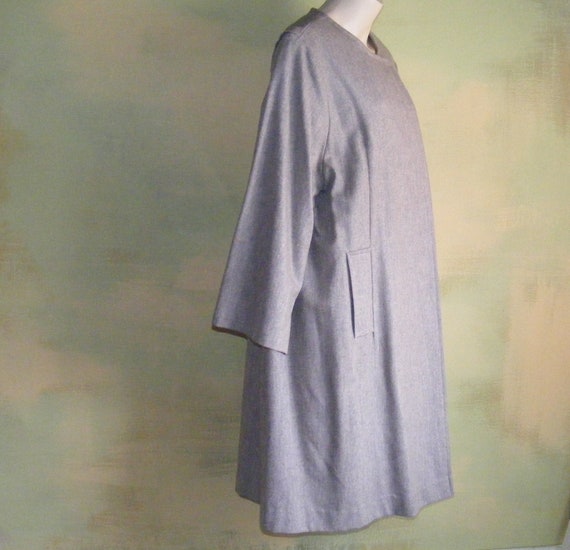 L Heather Gray Wool 40s Swing Coat Hidden Tab Sty… - image 2