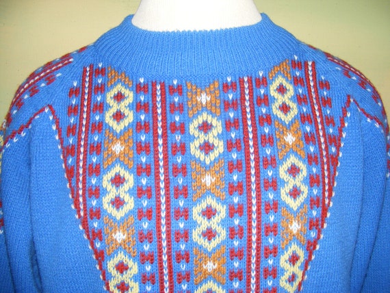 L Vintage 80s Arrow Ski Sweater Tribal Geometric … - image 8