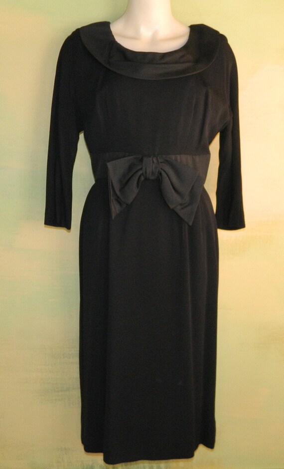 M Vintage 50s 60s Montego Original Black Crepe Wi… - image 2