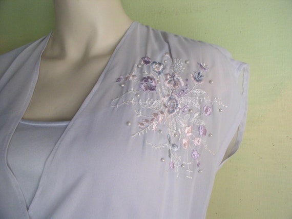 M Vintage 70s 80s Silver Mauve Mist Flirty Chiffo… - image 4