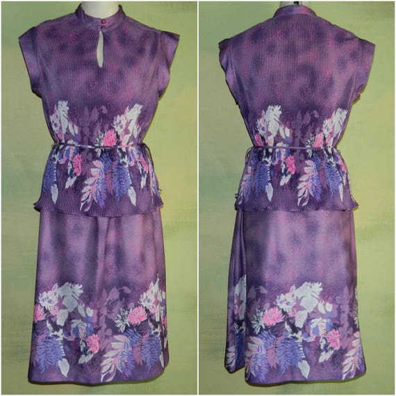 M 70s Spring Skirt Suit Purple and Lavender Ombre… - image 2