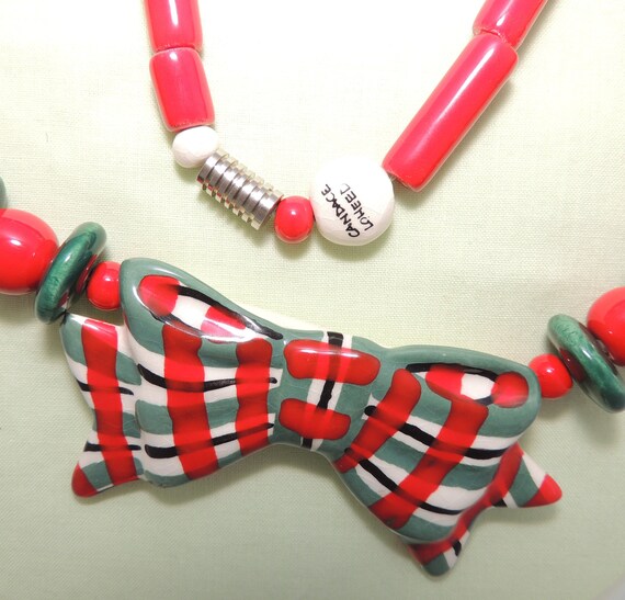 90S Ruby Z Candace Loheed Chunky Bow Ceramic Neck… - image 5