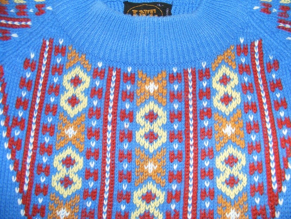 L Vintage 80s Arrow Ski Sweater Tribal Geometric … - image 2