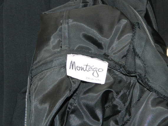 M Vintage 50s 60s Montego Original Black Crepe Wi… - image 6