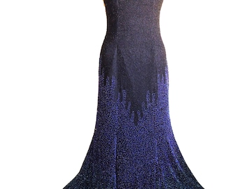 Vintage Beaded Formal Gown - 30s Style Hollywood Glam, Celestial Ombre