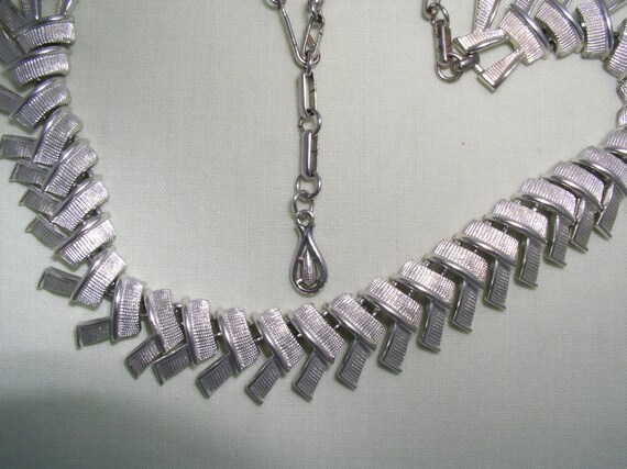 Mid Century Coro Silver Tone Choker Necklace Silv… - image 2