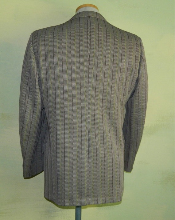 42 Vintage 70s Wide Lapel Striped Herringbone  Ja… - image 5