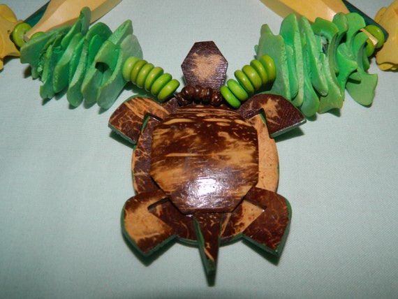 Vintage Diane Moss Artisan Turtle Necklace Carved… - image 6