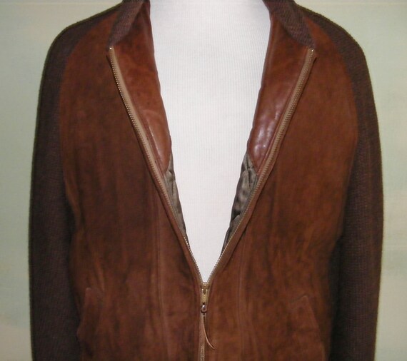 ジャケット・アウター McGREGOR SUEDE LEATHER PANEL KNIT JACKET Vintage McGregor Suede Jacket Sherpa Lining 1950s~Awesome