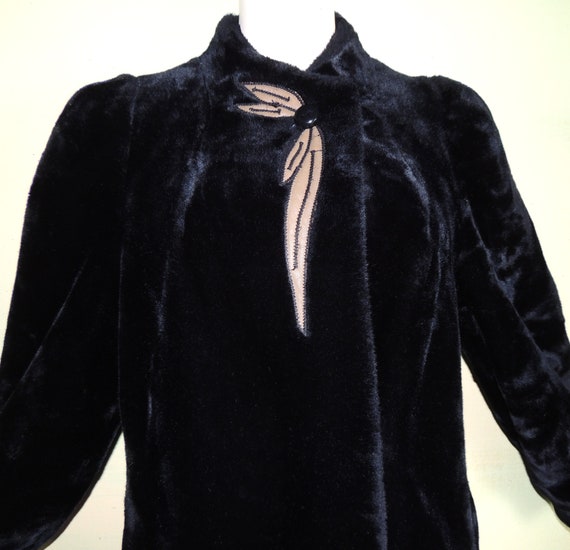 S Black Vintage 80s Faux Mink Fur Coat Made in th… - image 2