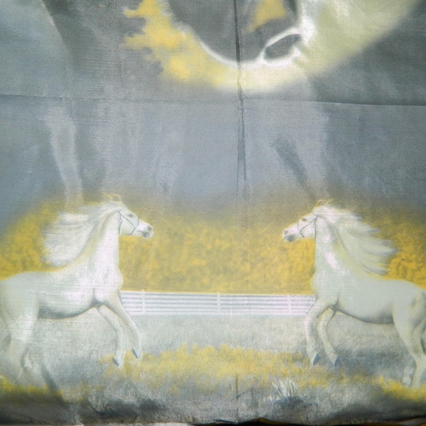 Royal Lipizzan Stallions Photochrome Novelty Print Scarf Rivoli Lipizzaner Horses Equestrian White Horse Vintage Scarf 33"  Deadstock VFG