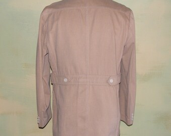 40 Vintage 70s Lee Western Sport Coat Belted Back British Mod Tan or Wheat Brushed Cotton Pleated Pockets VFG