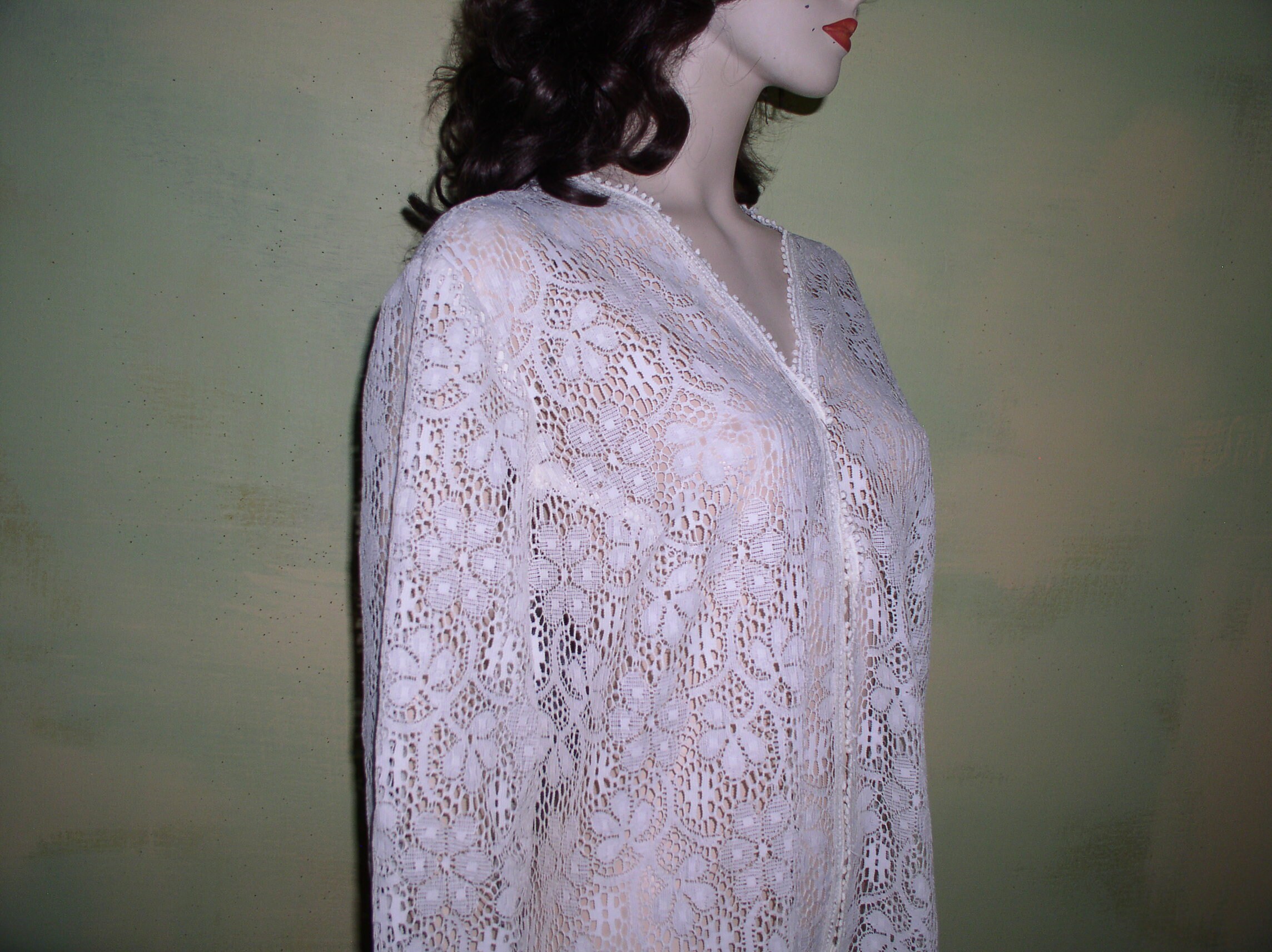 L off White Lace Long Jacket All Lace Cover up Floral