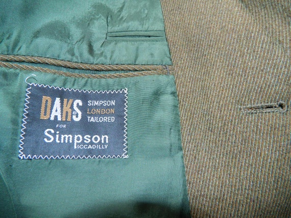 40 vintage s 70 s vintage 80 s Dark Olive Daks costume Picadilly Londres adapté trois bouton laine sergé sans ceinture à revers 688358 40 vintage s 70 s vintage 80 s Dark Olive Daks costume Picadilly Londres adapté trois bouton laine sergé sans ceinture à revers 688358