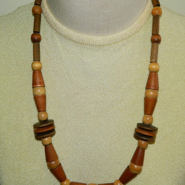 80s Chunky Exotic Wood Necklace 5th Anniversary Necklace Wooden Necklace Karla Jordan VFG