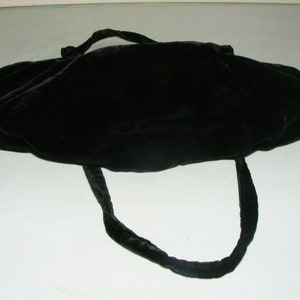 40s Black Rayon Velvet Evening Bag Garay Made in the U.S.A. Ruffled Pouch VFG image 8