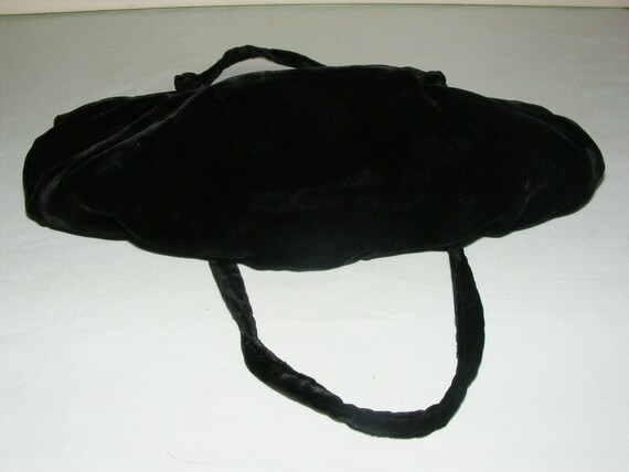 40s Black Rayon Velvet Evening Bag Garay Made in … - image 8