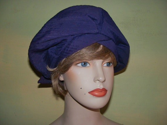 22 Vintage 30s 40s Turban Halo Hat Dark Blue Faill
