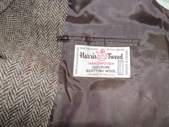 40 Vintage Harris Tweed Sport Coat Jacket Brown H… - image 4