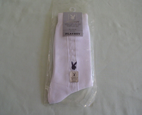 Vintage Playboy Socks Bunny Korea White Cotton Ra… - image 2