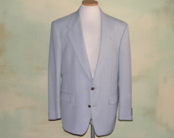 42 Palm Beach Blazer of Champions Pale Gray Gold Logo Buttons Novelty Sports Theme Liner US Vintage 90s VFG