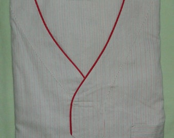 Size C 1940s 1948 Deadstock Pajamas All Cotton Van Heusen Flexibelt Deadstock nos New Old Stock Light Summer Weight Percale Red Piping