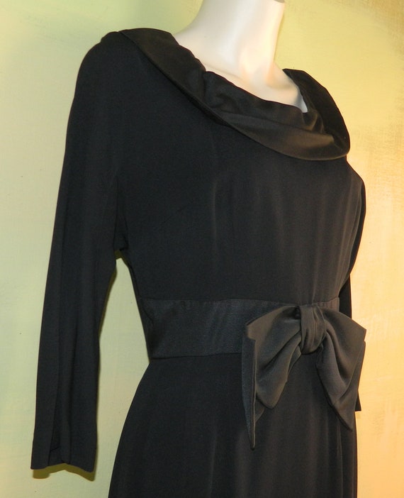 M Vintage 50s 60s Montego Original Black Crepe Wi… - image 1