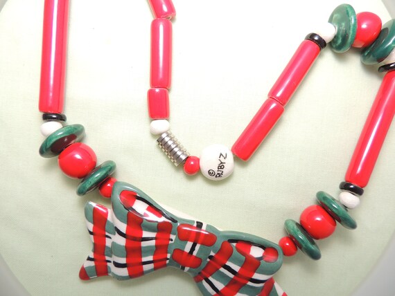 90S Ruby Z Candace Loheed Chunky Bow Ceramic Neck… - image 4