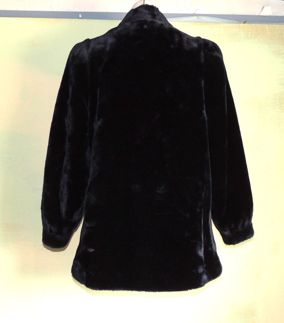 S Black Vintage 80s Faux Mink Fur Coat Made in th… - image 5