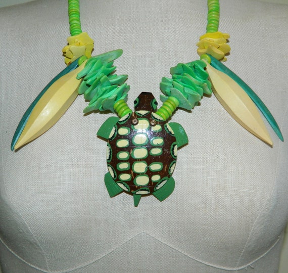 Vintage Diane Moss Artisan Turtle Necklace Carved… - image 5