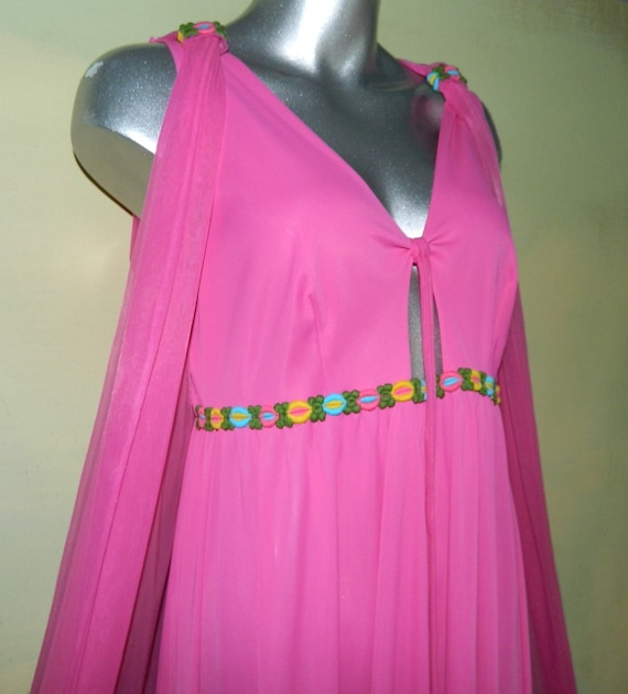 M L 60s Intime Goddess Gown Peignoir Hollywood Ho… - image 1