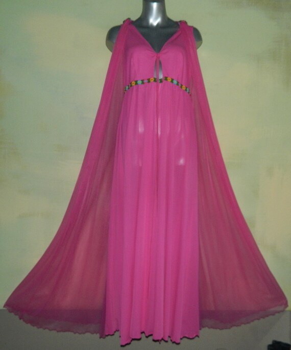 M L 60s Intime Goddess Gown Peignoir Hollywood Ho… - image 2